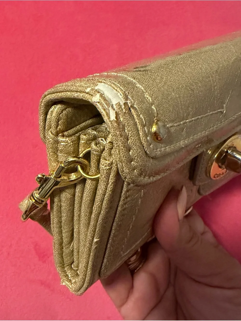COACH Metallic Gold Leather Wallet Women’s